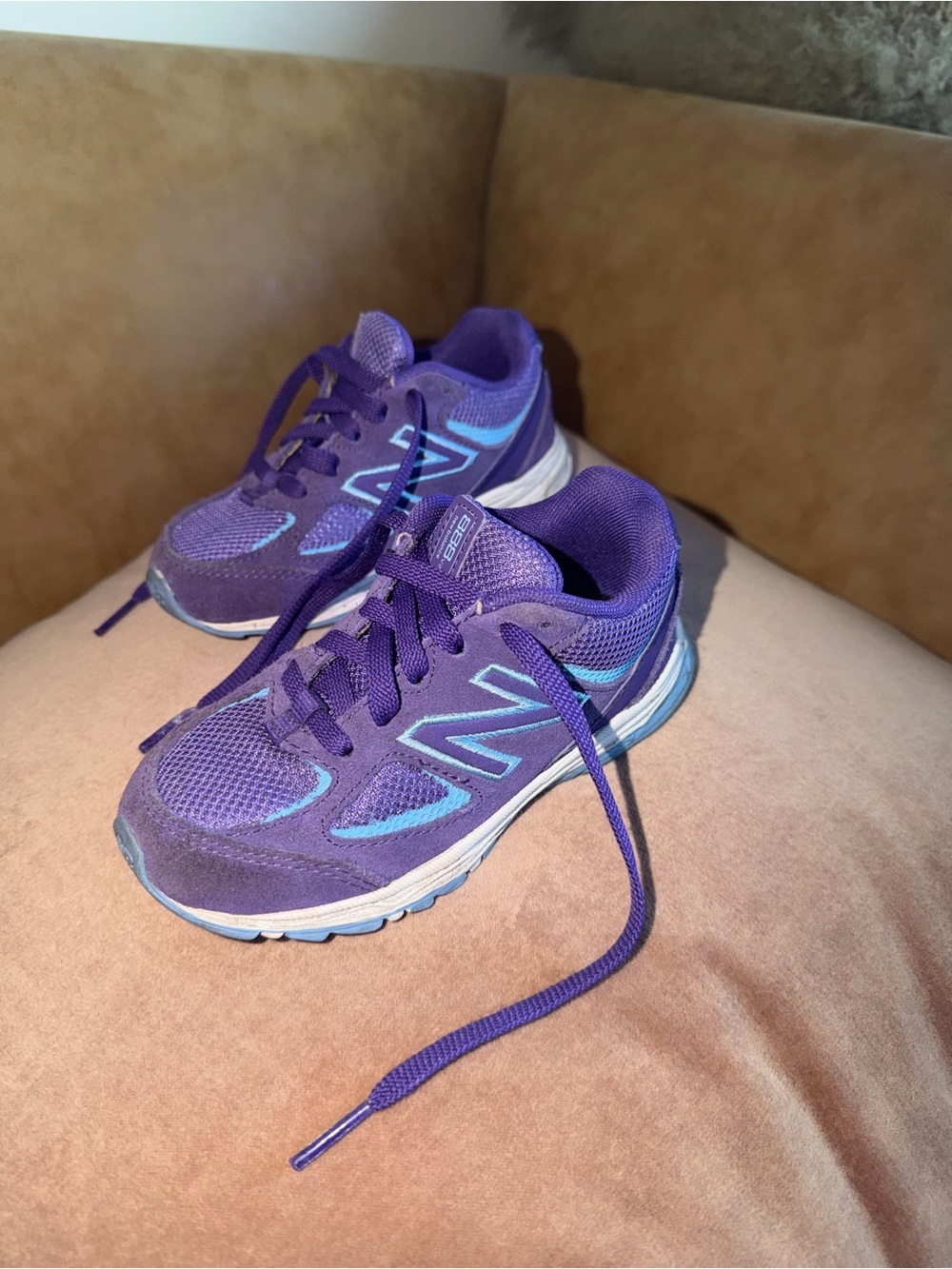 New Balance Kids Purple and Light Blue Lace-Up Sneakers